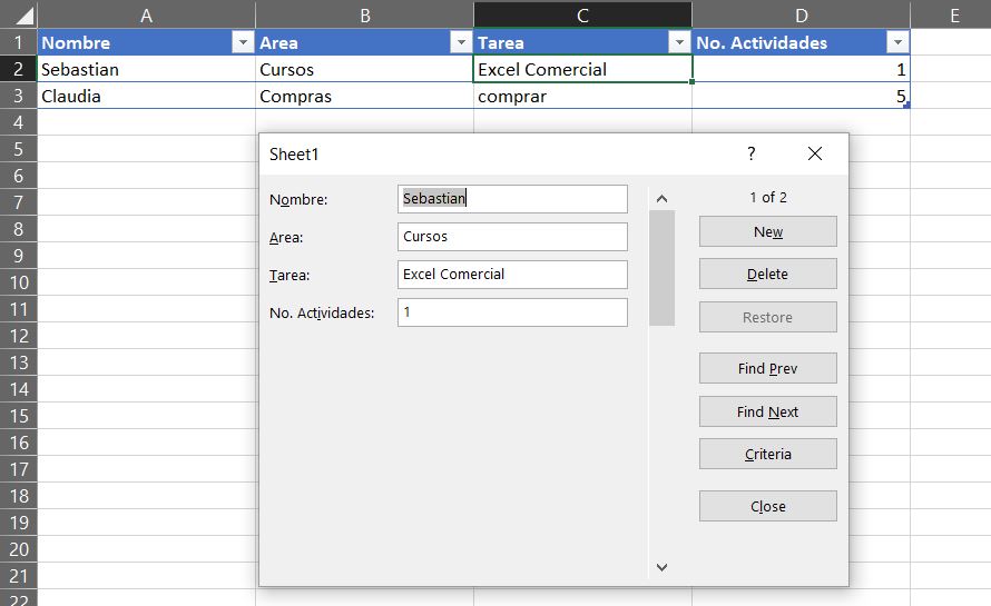 Formularios Excel sin VBA.