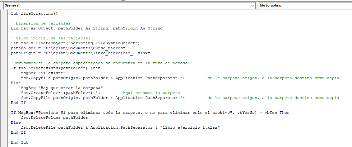 Manipular archivos con VBA Excel: Objeto Scripting.FileSystemObject